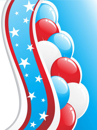 Patriotic Balloon Bunch with American flagのイラスト素材
