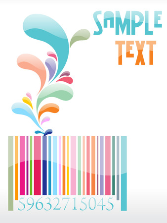 floral barcode with place in sample textのイラスト素材
