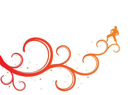 athletic man silhouette on abstract floral background,vectorのイラスト素材