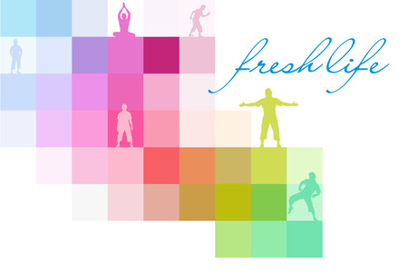 vector illustration of a man with open arms with rainbow backgroundのイラスト素材