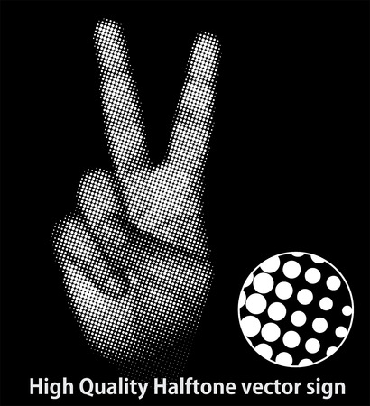 vector hand (from high quality halftone victory sign)のイラスト素材