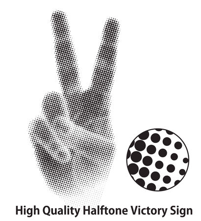vector hand (from high quality halftone victory sign)のイラスト素材