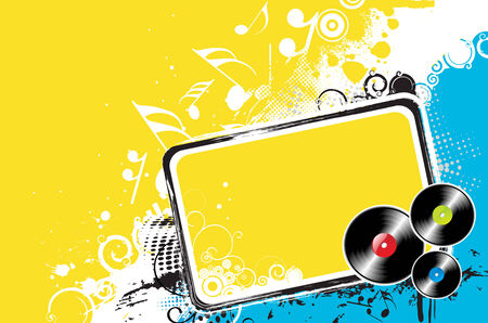 music disk on grunge-rainbow halftone backgroundのイラスト素材