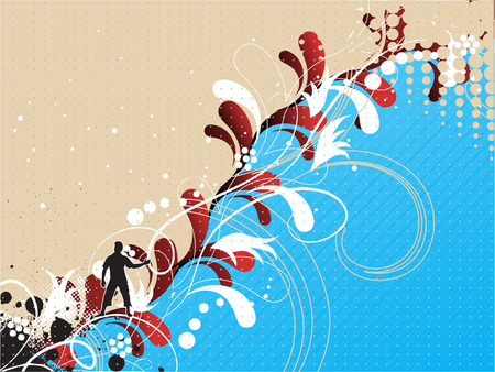 Grunge flower background with waves, element for design, vector illustrationのイラスト素材