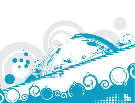 Grunge flower background with swirl waves, element for design, vector illustrationのイラスト素材