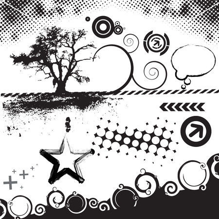 abstrac urban design elements with grunge paint splatterのイラスト素材