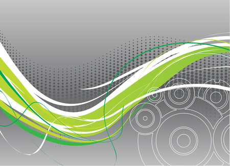abstract wave line background with halftone retro circleのイラスト素材