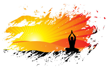 beautiful young boy doing yoga exercise outdoorsのイラスト素材