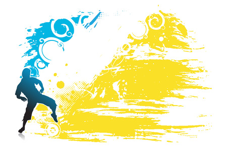 Abstract grunge pattern background with standing man .のイラスト素材