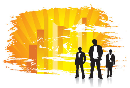 Abstract urban background with standing businessmanのイラスト素材