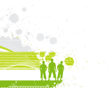 group of three boy in abstract grunge wave line backgroundのイラスト素材