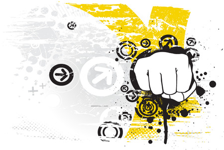 abstract grunge arrow wave halftone line background with Fistのイラスト素材