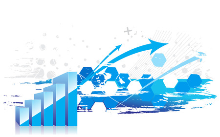 3d graph showing rise in profits or earnings with sample text background . のイラスト素材