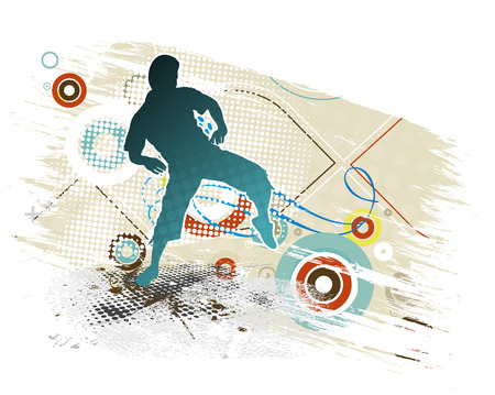 Abstract grunge pattern background with standing man .のイラスト素材