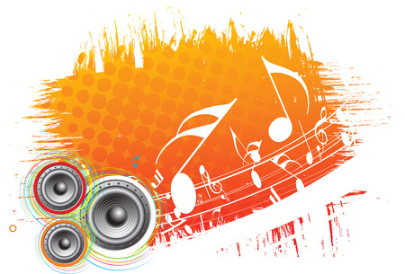 3d speaker on grunge retro wave lien backgroundのイラスト素材