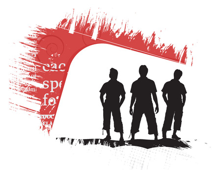 Abstract futuristic background with standing boys.のイラスト素材