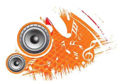 3d speaker on grunge retro wave lien backgroundのイラスト素材