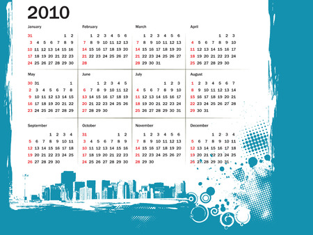 grunge modern city calendar for 2010のイラスト素材