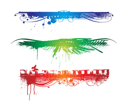 three different grunge banners with place for your text.のイラスト素材