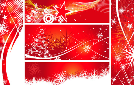 five different-2 type christmas banner, vector illustration for xmasのイラスト素材