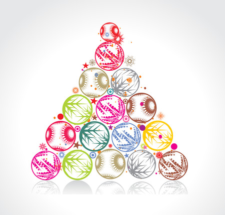 vector christmas balls tree on white background, vector illustration for xmasのイラスト素材