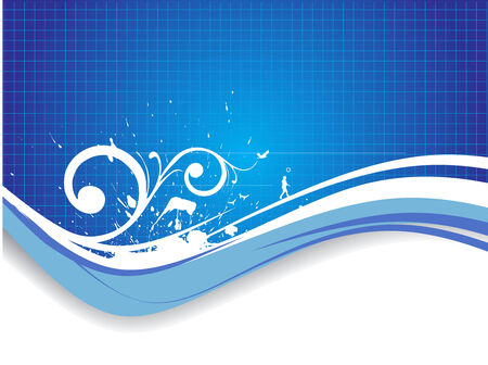 abstract grunge floral background with waves element for design, vector illustrationのイラスト素材