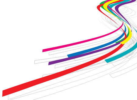 abstract hand draw rainbow wave line background, vector illustrationのイラスト素材
