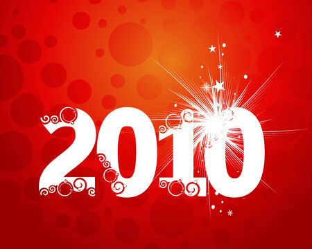 Xmas snow background with  new year 2010  in red background. illustrationのイラスト素材