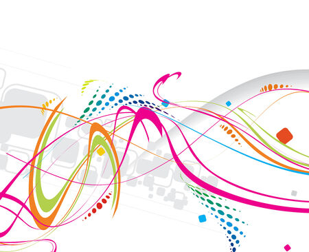 abstract rainbow wave line with sample text background, vector illustrationのイラスト素材