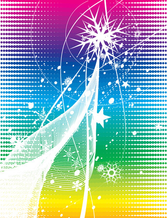 Abstract christmas tree on rainbow background, vector illustration for xmasのイラスト素材
