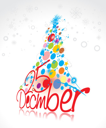 Abstract christmas tree on white background, vector illustration for xmasのイラスト素材