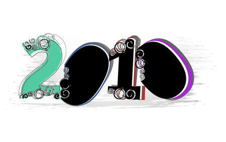 grunge swirl composition with 2010 new year vector design. vector illustrationのイラスト素材