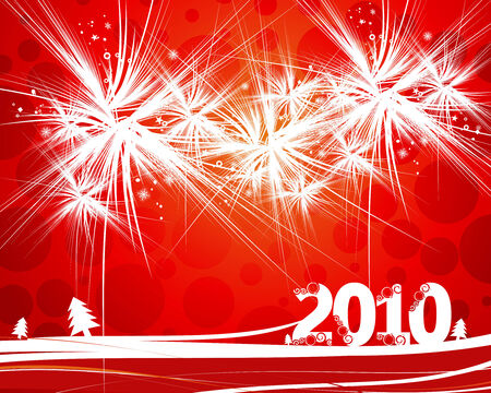 Xmas snow with new year 2010 in red background. illustrationのイラスト素材