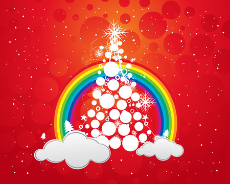 Abstract christmas wave line tree with rainbow background, vector illustration for xmasのイラスト素材