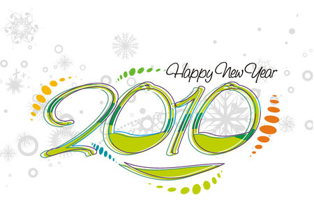 Xmas snow background with  new year 2010  in white background. Vector illustrationのイラスト素材