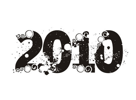 grunge swirl composition with 2010 new year vector design. vector illustrationのイラスト素材