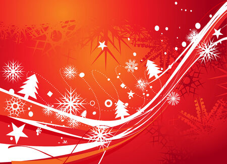 Abstract christmas wave line tree with snow background, vector illustration for xmasのイラスト素材