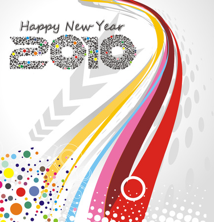 abstract wave line background with  new year 2010. Vector illustrationのイラスト素材