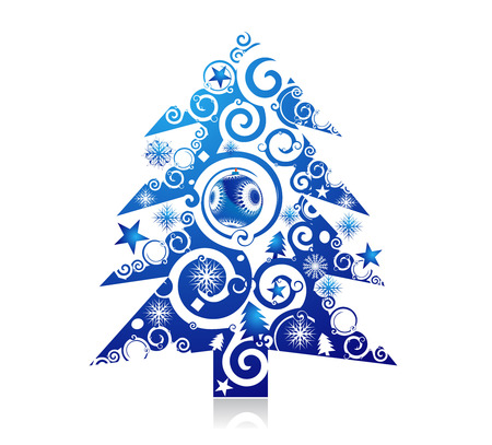 Abstract christmas tree on white background, vector illustration for xmasのイラスト素材