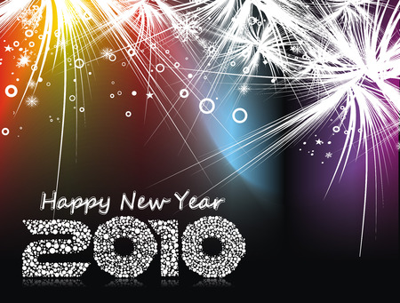 Xmas snow background with  new year 2010  in rainbow background. Vector illustrationのイラスト素材