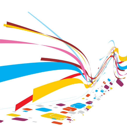 abstract rainbow wave line with mosica background, vector illustraionのイラスト素材