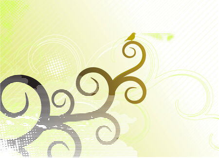 bird silhouette on abstract floral background, vector illustrationのイラスト素材