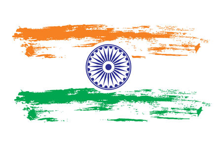 grunge flag of India with white background, illustrationのイラスト素材
