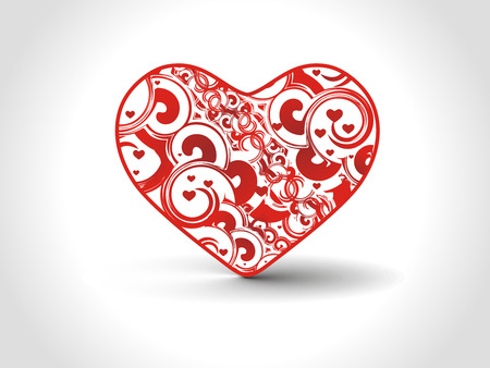 Abstract valentine's day card with swirl floral heart shape ,vector illustratonのイラスト素材