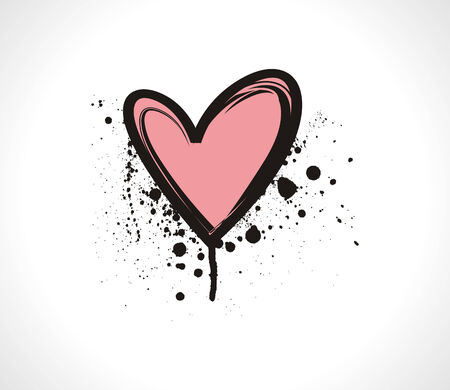 Abstract valentine's day card with grunge ink splate heart background, vector illustrationのイラスト素材