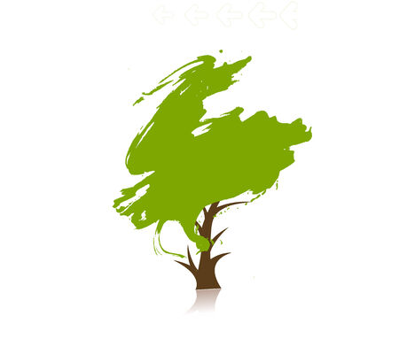 hand draw green tree on eco background, illustrationのイラスト素材
