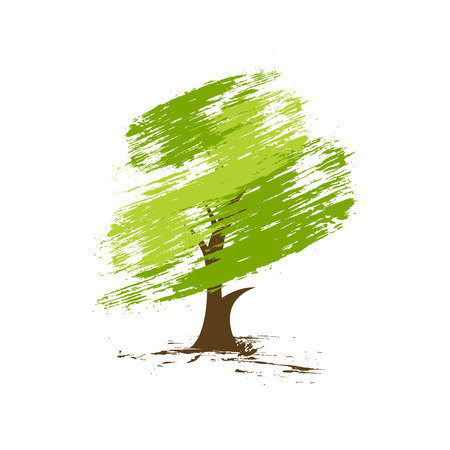hand draw green tree on eco background, illustrationのイラスト素材