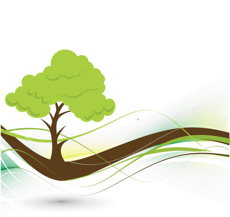 vector green tree on eco background with space of your text, vector illustrationのイラスト素材