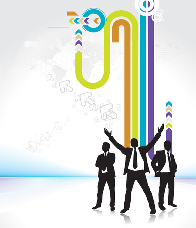 Abstract futuristic background with standing success businessman . Vector illustration.のイラスト素材
