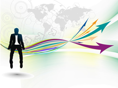 silhouette of businessman sitting in the growth of arrow. Vector illustration.のイラスト素材